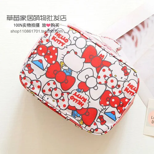 Черный Мультфильм Япония hello kitty My Melody Cinnamoroll pompomparin дорожные косметички для хранения мешочки для мытья девочек макияж сумки - Цвет: Черный