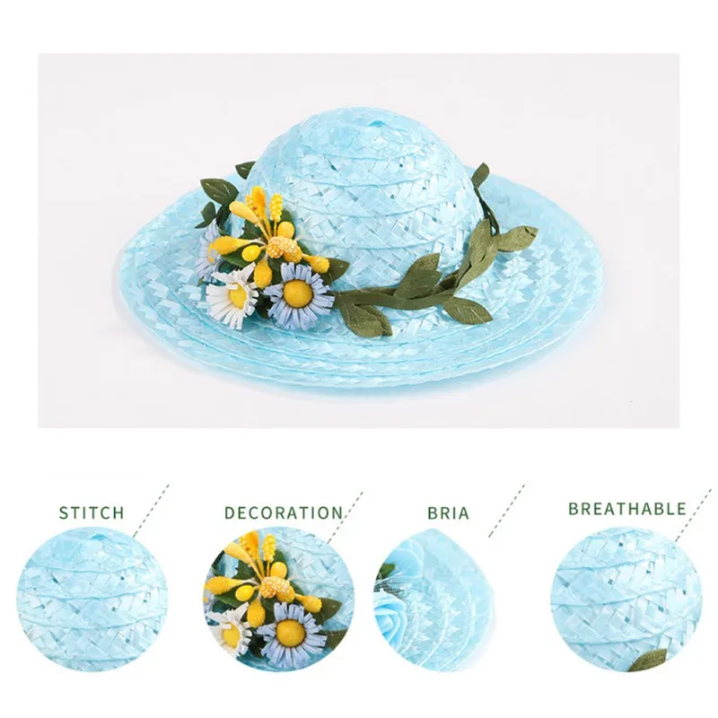 Соломенная шляпа для домашних животных плетеная от солнца в стиле ПЭТ кошек