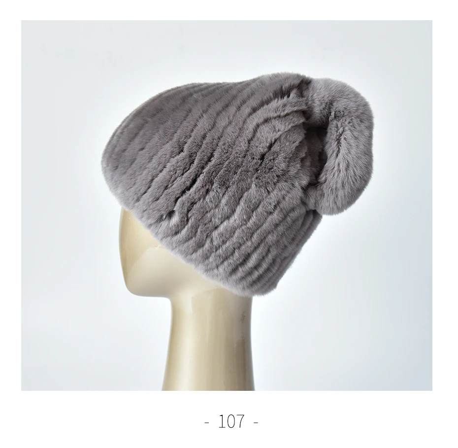 ENJOYFUR Winter Fur Hats For Women Real Rex Rabbit Fur Beanie Cap with Bow-knot Thick Warm Fur Caps For Girls