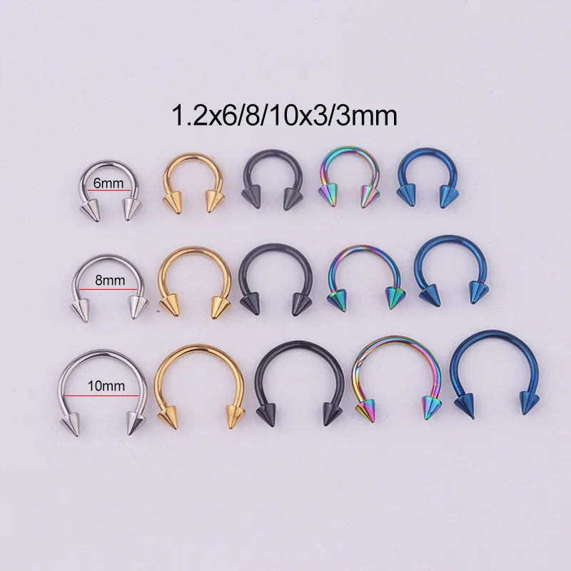 Штанга в форме подковы с шипами кольца для носа спираль трагуса септума пирсинг