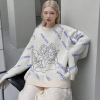 knitting winter harajuku kawaii print womens sweater y2k soft casual korean fashion sweater oversized long sleeve pullover top