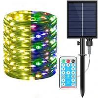 solar rubber light string remote control pvc waterproof dual color decoration lights humanized indicator design
