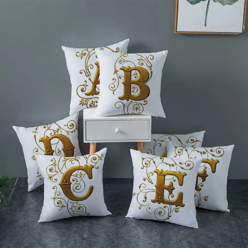 Наволочка для дивана с золотыми буквами на английском языке наволочка