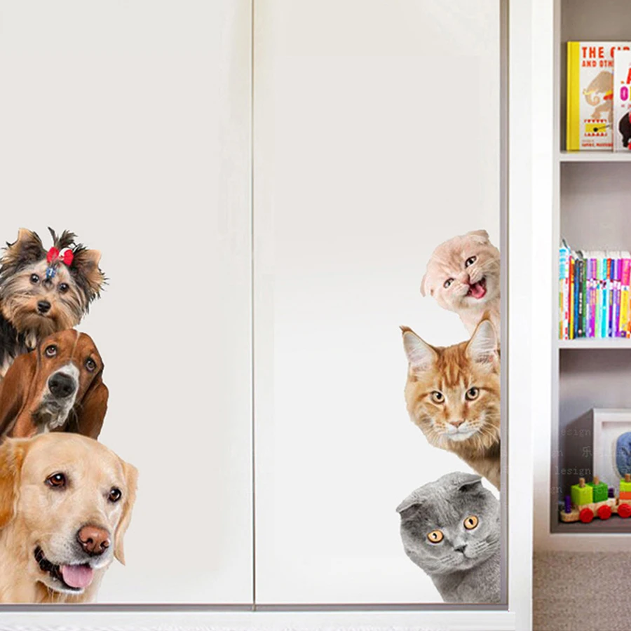 Различные милые котята животное мультяшная Кошка наклейки на стену 3D яркие