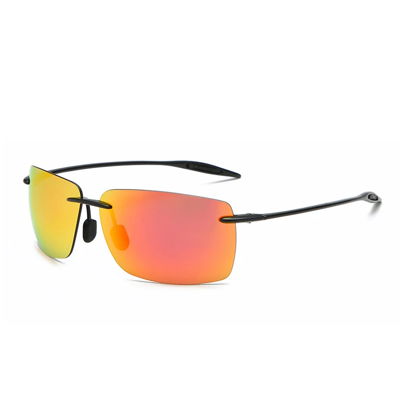 C4 black orange red HBK, квадратные, небьющиеся, поляризационные солнцезащитные очки, мужские, без оправы, TR90, легкие, для вождения, солнцезащитные очки, мужские,, фирменный дизайн, оттенки, UV400 - Цвет линз: C4 black orange red