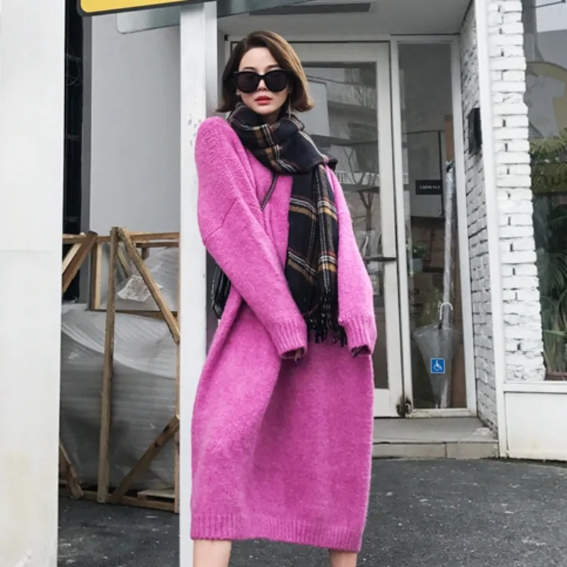 Женское кашемировое платье свитер genayua повседневное однотонное средней длины с