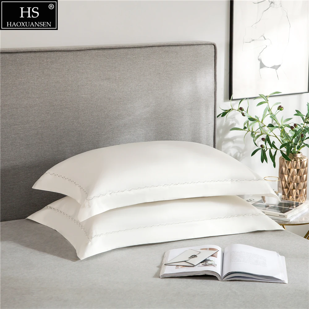 

2Pcs/1Pair Pure Color Nordic Modern Style Design Pillowcase 400TC White/Light Grey/Light Blue Pillow Cover 3Color Pillow Sham