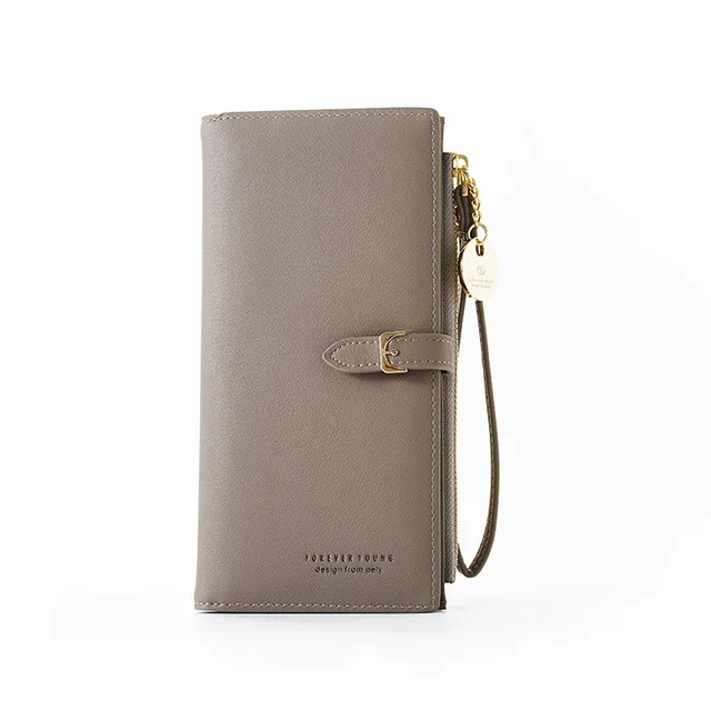 Серый Ladies long Wallet Fashion Designer Money+Phone+Coin+Card Big Women Wallets With Zipper Pocket Cute Clutch Female Purses - Цвет: Серый