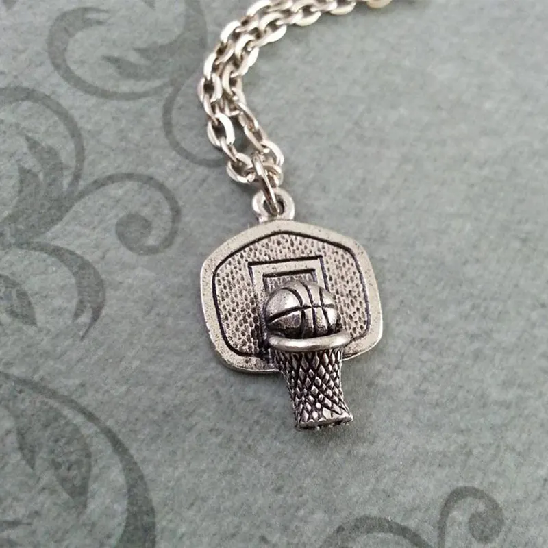 

New Durable for Men Basketball Long Chain Pendant Choker DIY Necklace Retro Boho Tibetan Silver Color Party Sports Gifts Gifts