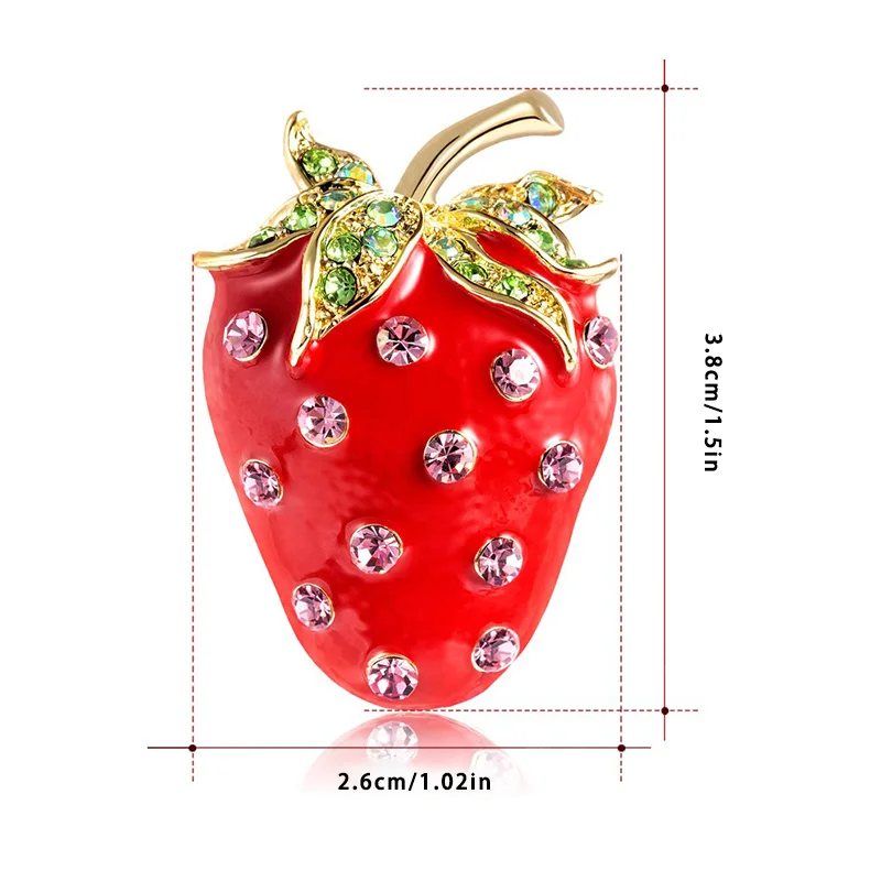 QrhYK Enamel Red Color Strawberry Brooches For Women Summer Style Fruit Accessories Hat Bag Jewelry Wedding Pins Good Gift | Украшения и