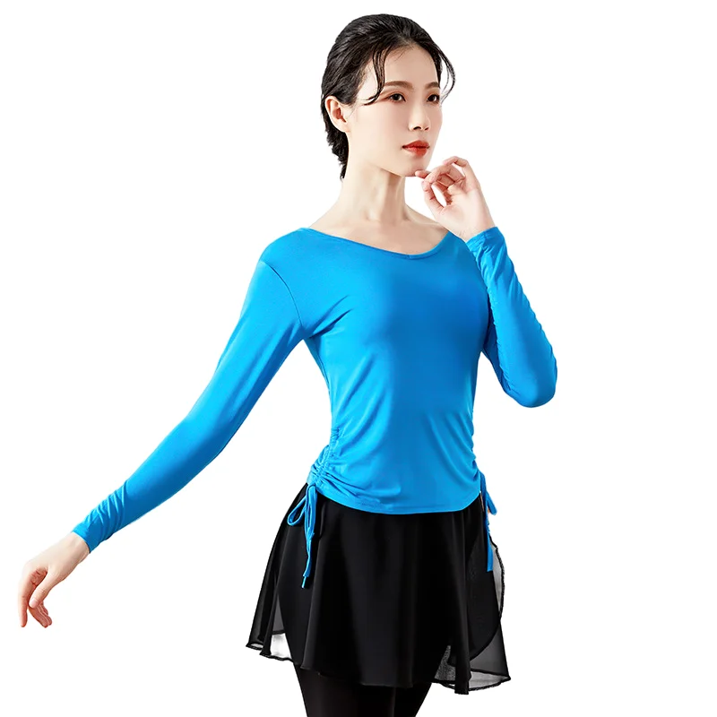 Рубашка для современных танцев хлопковый топ с длинным рукавом Женская