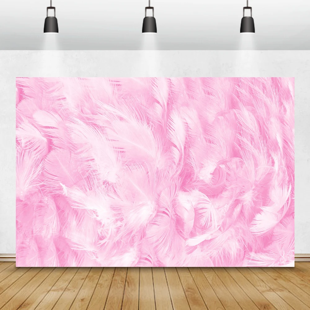 

Laeacco Fairytale Pink Feather Photography Backdrop Party Princess Room Decor Baby Portrait Photo Background Photo Studio Shoot
