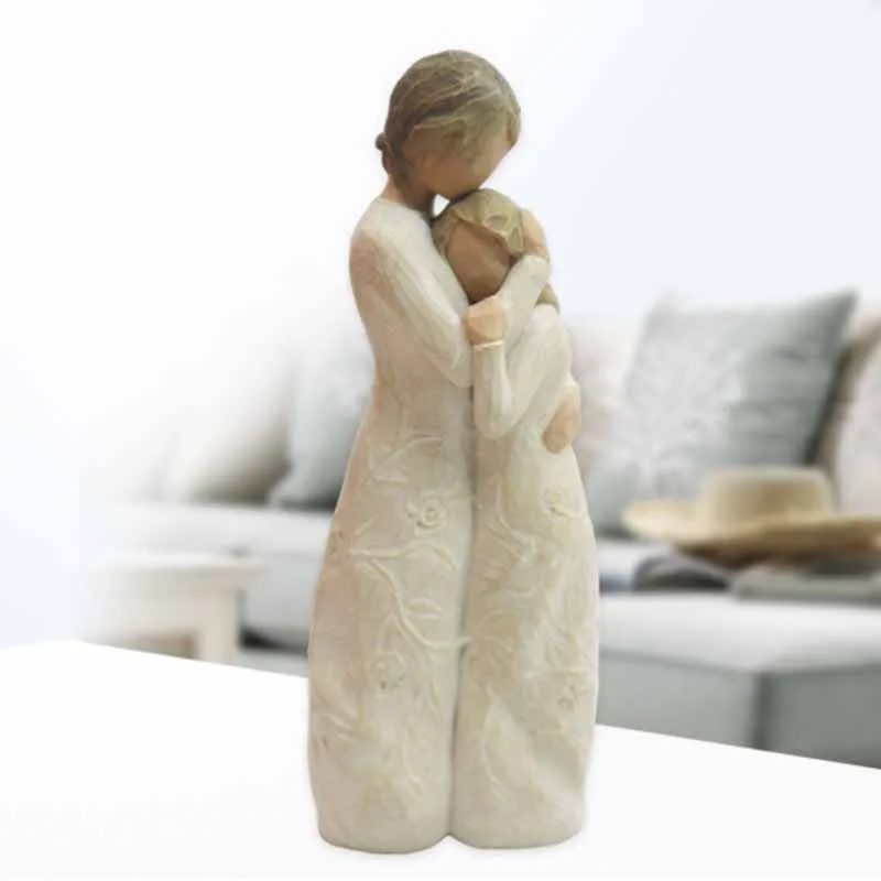 Минималистическая фигурка "Объятия матери и сына" из смолы для столешницы, украшение хранения в виде подарочной коробки на Рождество.