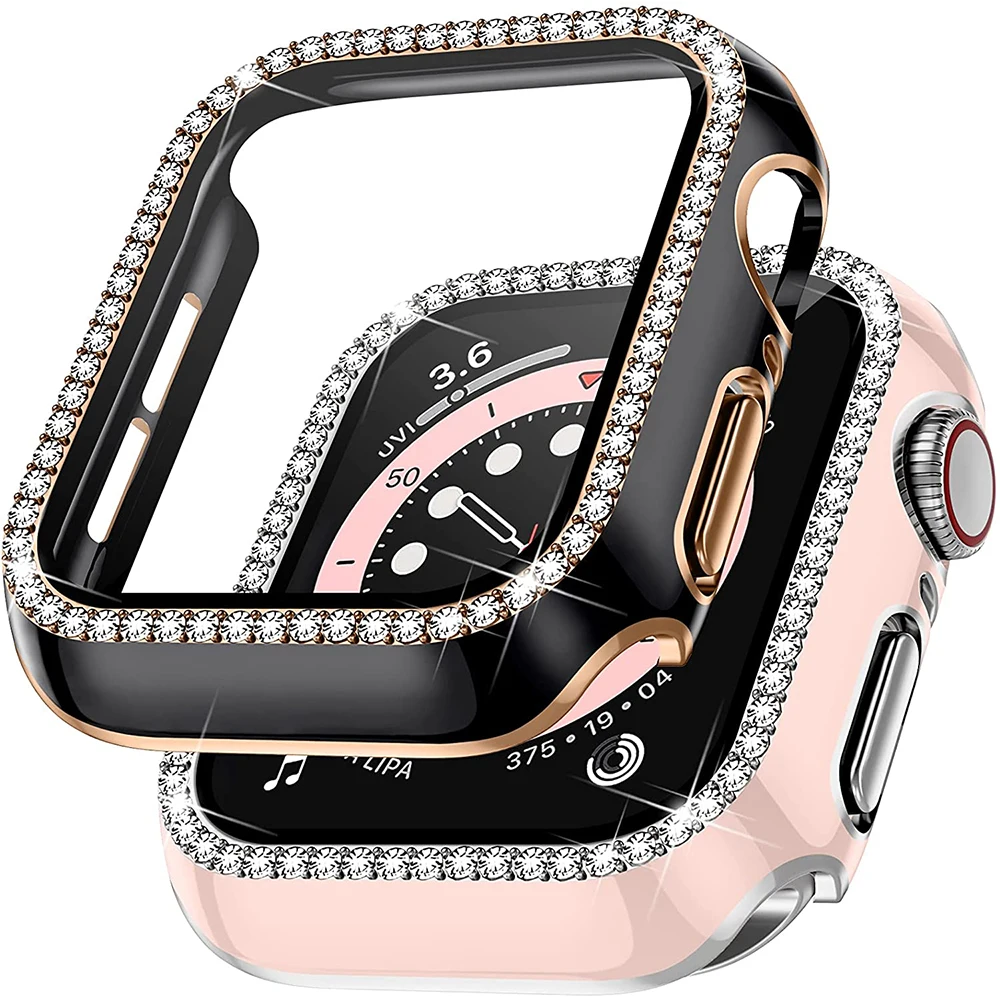 Чехол для Apple Watch 40 мм SE iWatch Series 6 5 4 2 1 полное покрытие бампер блестящие стразы со