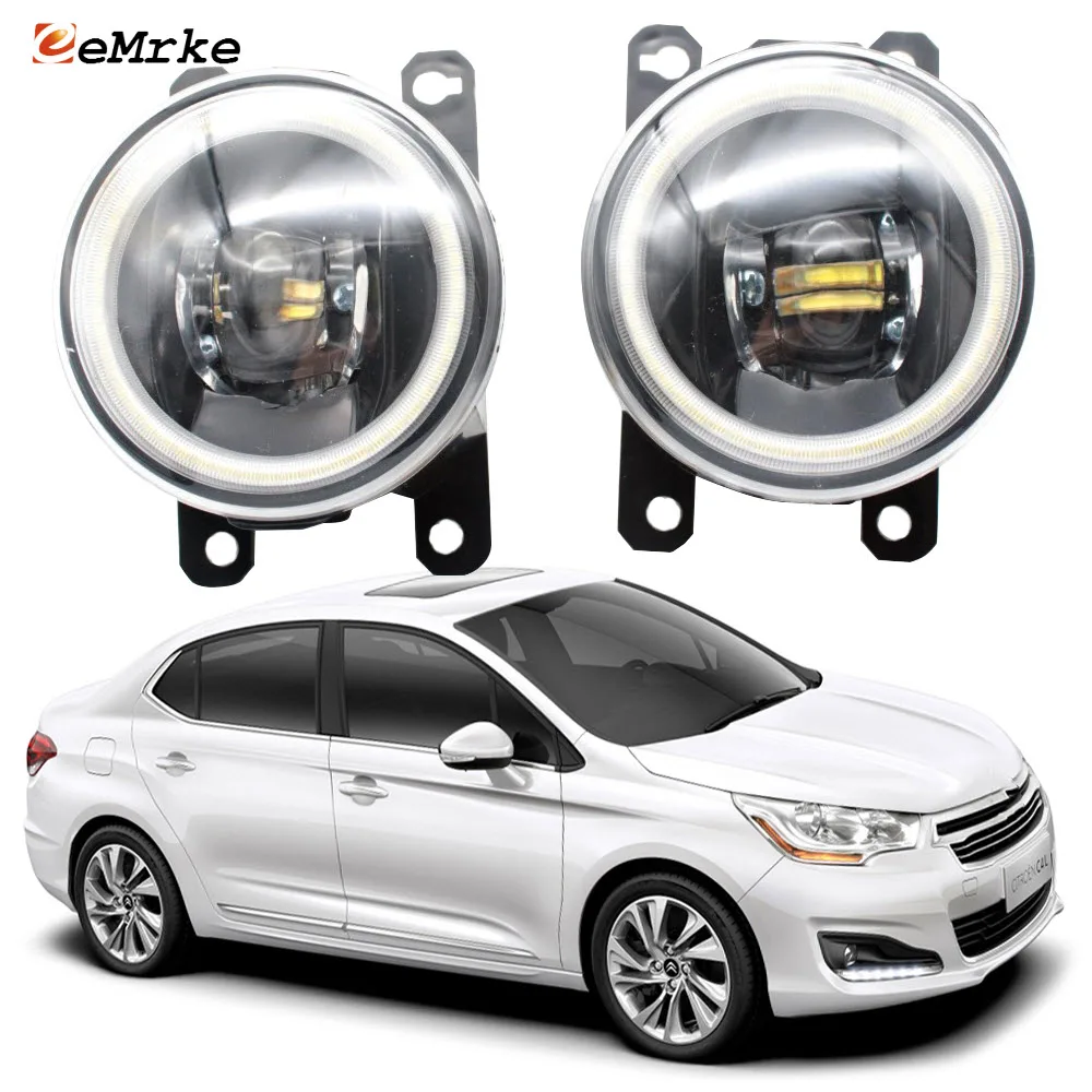 

Pair LED Fog Lights Cut-Line Lens for Citroen C4 Saloon 2012 203 2014 2015 2016 2017 2018 Angel Eye DRL Daytime Running Lights