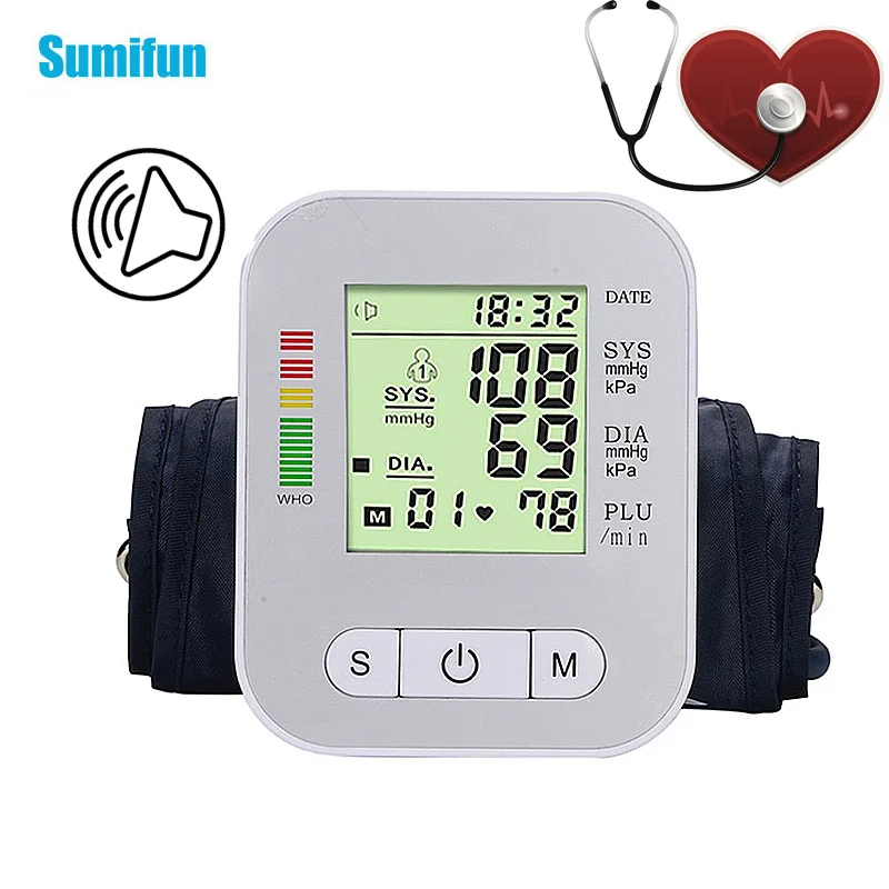 

Портативный домашний сфигмоманометр, тонометр, Тензиометр, измеритель артериального давления, автоматический цифровой медицинский монито...