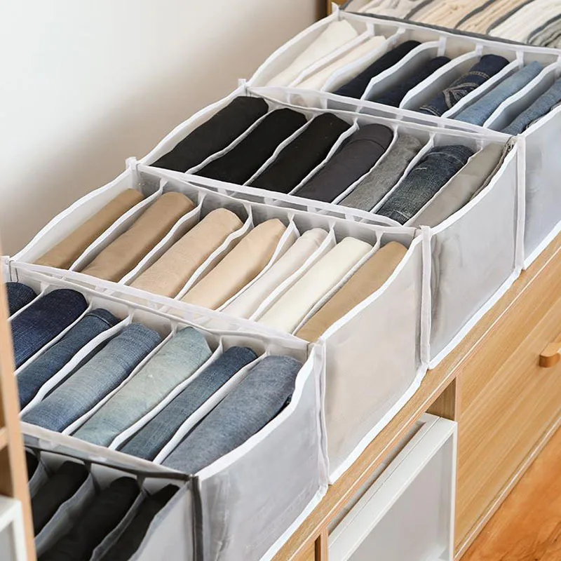 

New Clothing Storage Box Drawer Closet Organizers Jeans Storage Box Foldable Mesh Separation Sorting Box Dividers Drawers