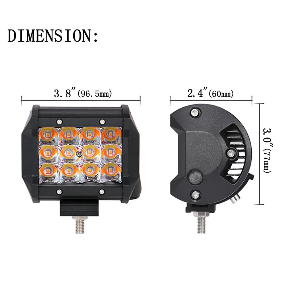 Светодиодный рабочий светильник стробоскоп желтого и белого цветов 3 дюйма 4 36 Вт