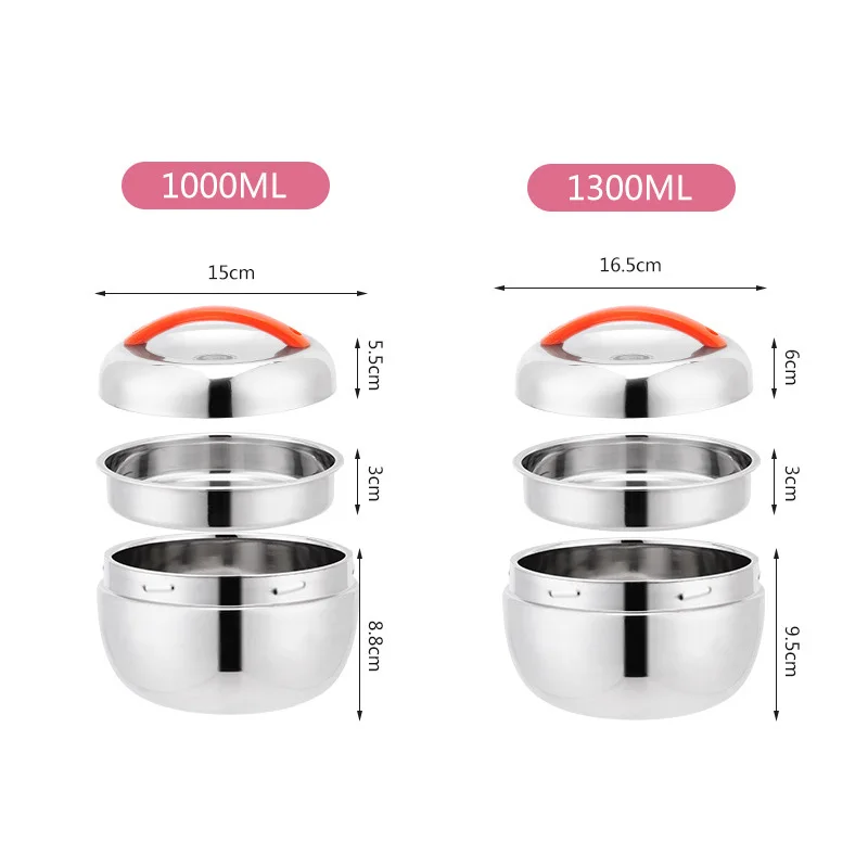 Двухслойный Ланч бокс Термоизолированный пищевой контейнер из нержавеющей