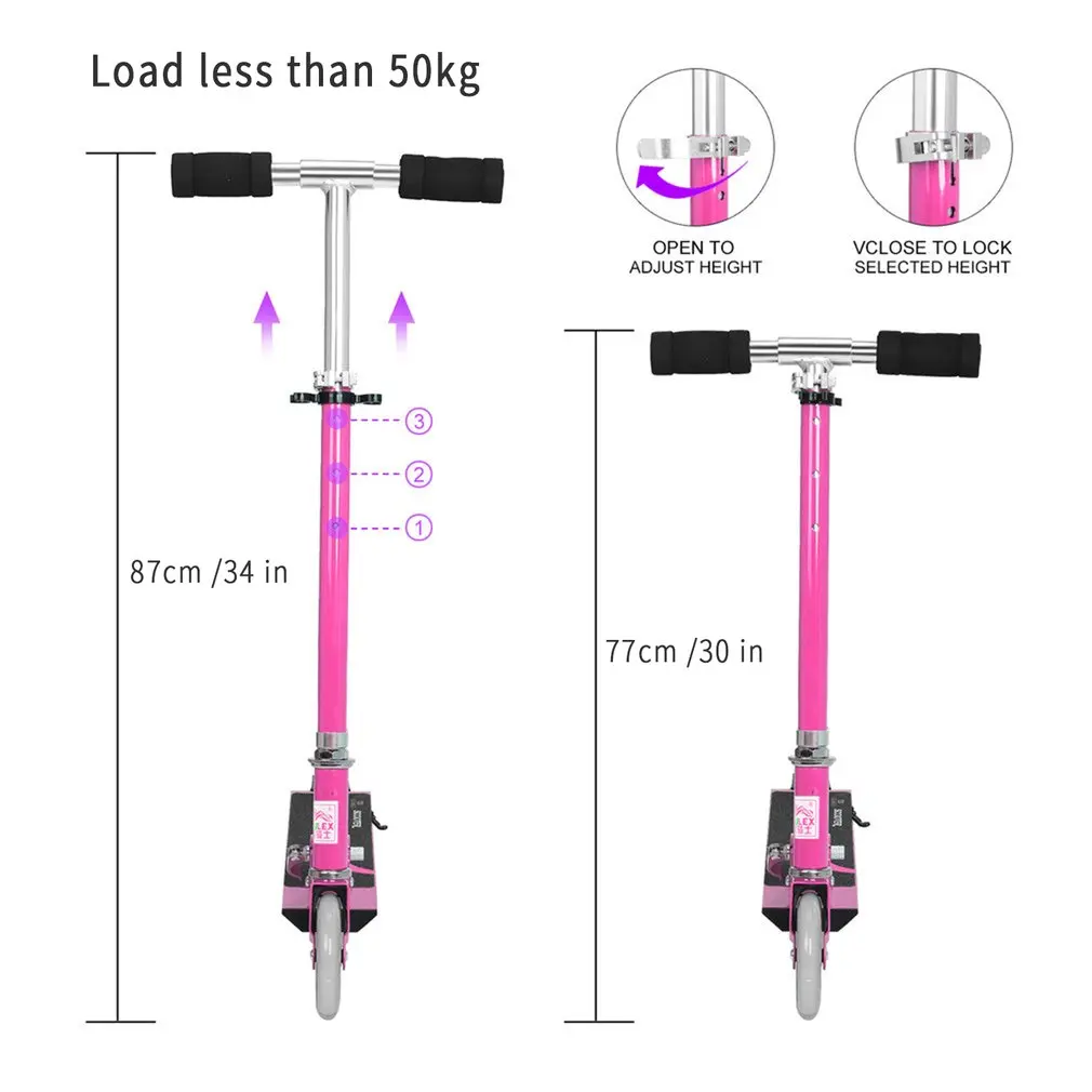 

Aluminum Alloy Foldable Scooter 2 PU Wheels for Children (not electric) Adjustable Height Children Toy Three Colors