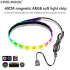 Светодиодная подсветильник ка COOLMOON RGB для ПК, оссветильник ительная полоса для настольного компьютера, чехол SATA, 3 контакта, 40 см