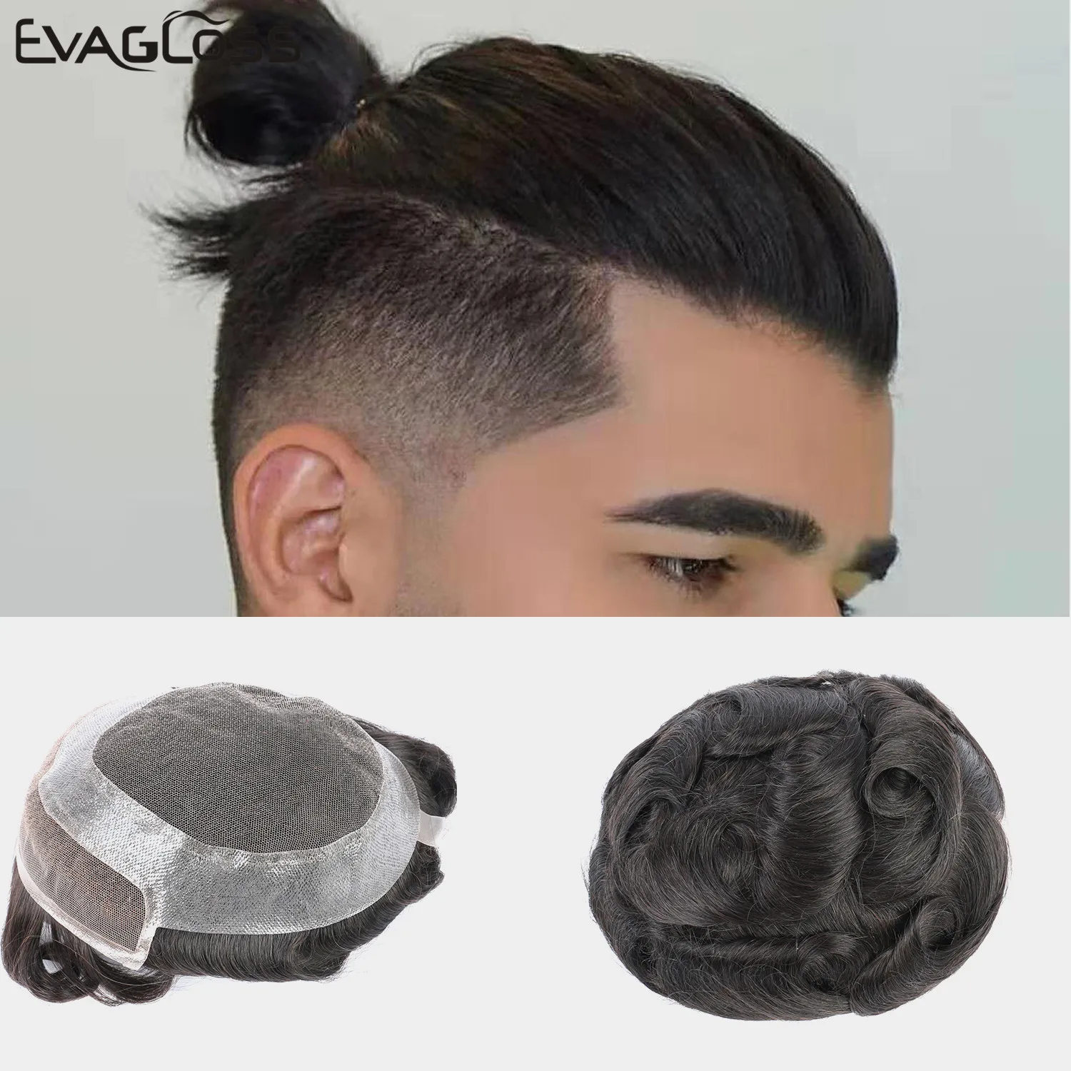 Парик EVAGLOSS из человеческих волос мужской парик голливудская кружевная передняя