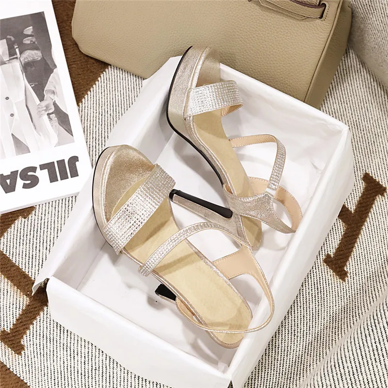 ANNYMOLI/женские босоножки с кристаллами Обувь на платформе и очень высоком каблуке