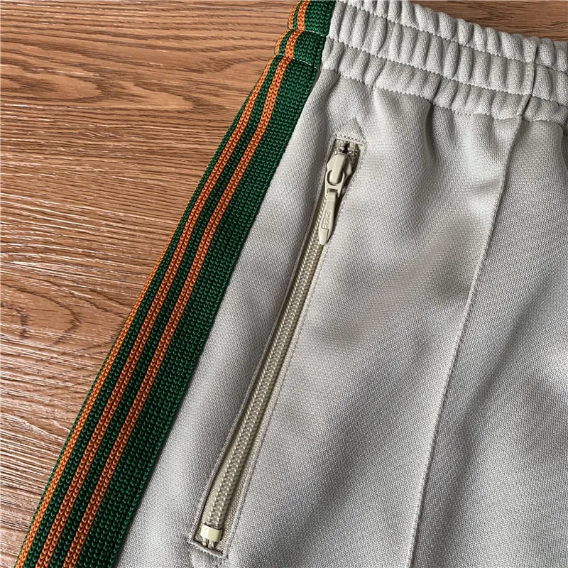 

2020 New Butterfly Embroidery AWGE Needles Sweatpants Men Women 1:1 Apricot Ribbon Striped Needles Pants Jogger AWGE Trousers