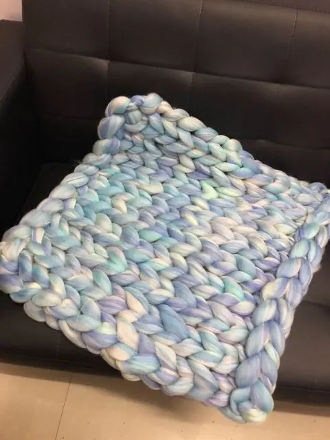 Charm blue 2x2 м одеяло крупной ручной вязки Большая мягкая теплая зимняя кровать диван одеяло толстая пряжа мериносовая шерсть объемное вязаное одеяло - Цвет: Charm blue