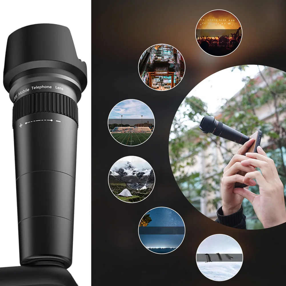 

Cell Phone Lens 20X Optical Zoom Lens Clamp with Tripod for Universal Smartphones