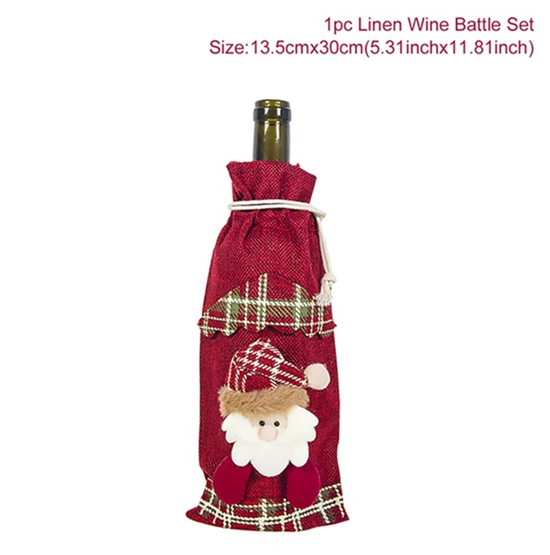 Wine Bottle Cover 6 шт. рождественские товары Кубок для шампанского вина Стекло Подвески веселого Рождества Декор для дома Noel с утолщённой меховой опушкой, Рождество Happy год - Цвет: Wine Bottle Cover