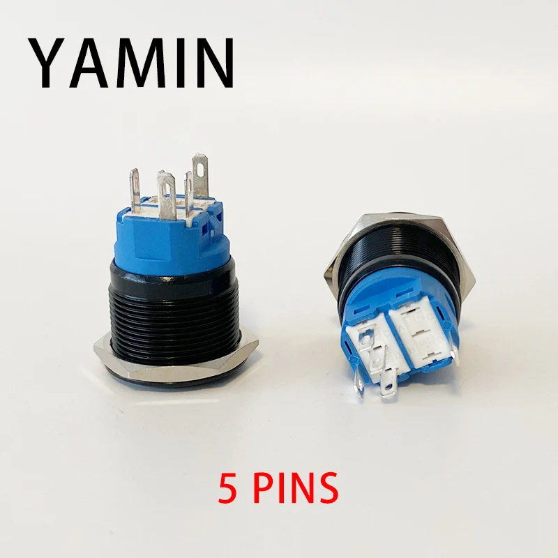 12/16/19/22mm Momentary Reset Latching Lock Black Shell Metal Push Button Switch Waterproof LED Light Flat Round 6V 12V 220V |