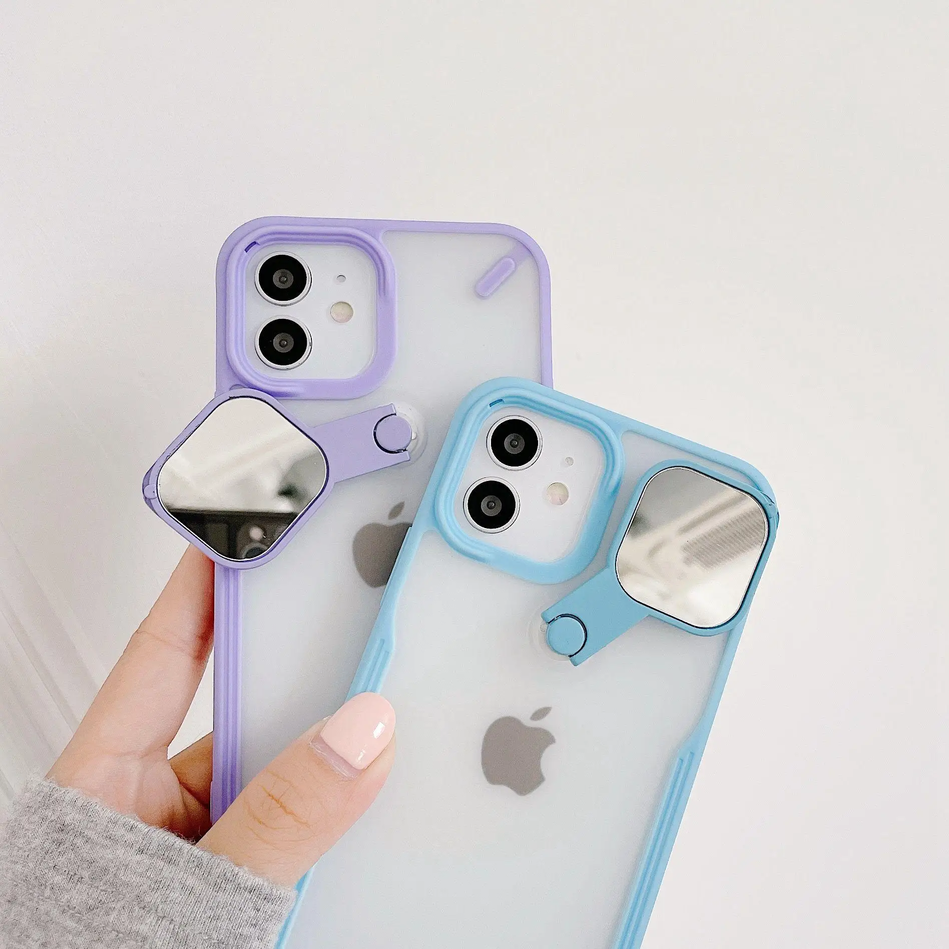 

Candy Color Phone Case For iPhone 13 12 11 Pro Max 12 13 Mini XR XS Max X 7 8 Plus Back Cover with 360°Rotating Makeup Mirror