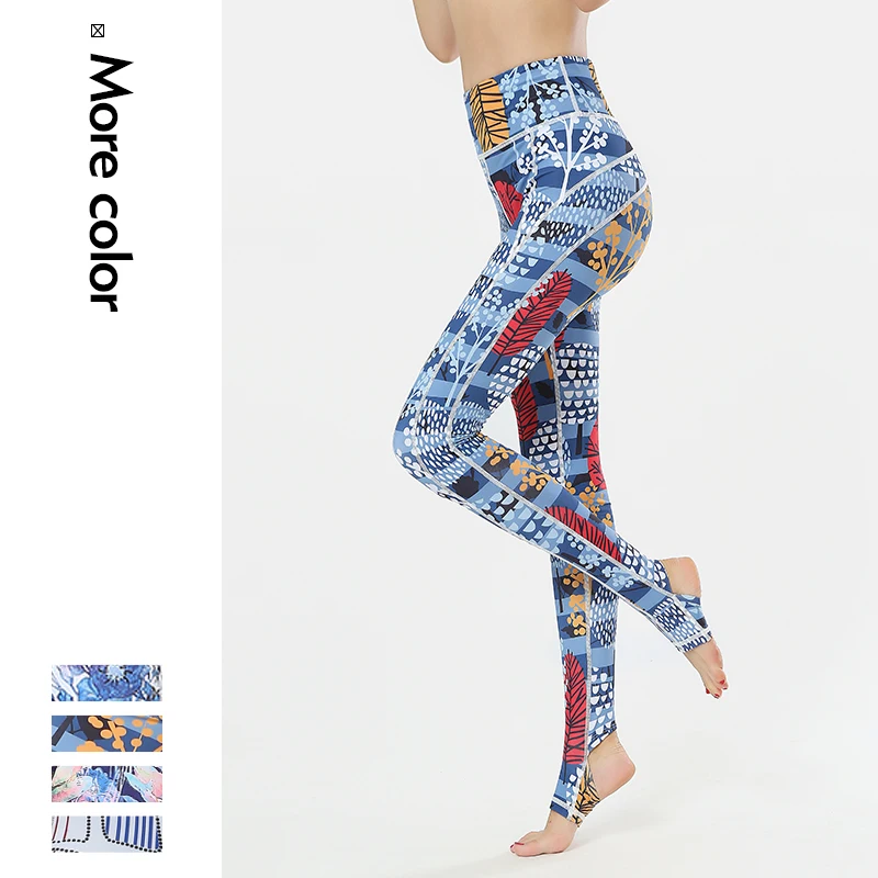 Йога Брюки для женщин высокая талия с рисунком спортивные Леггинсы фитнеса