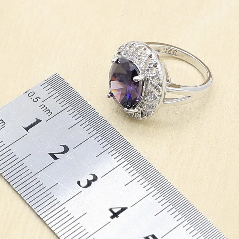 Геометрический фиолетовый циркон серебряный цвет фотоэлемент с браслетом