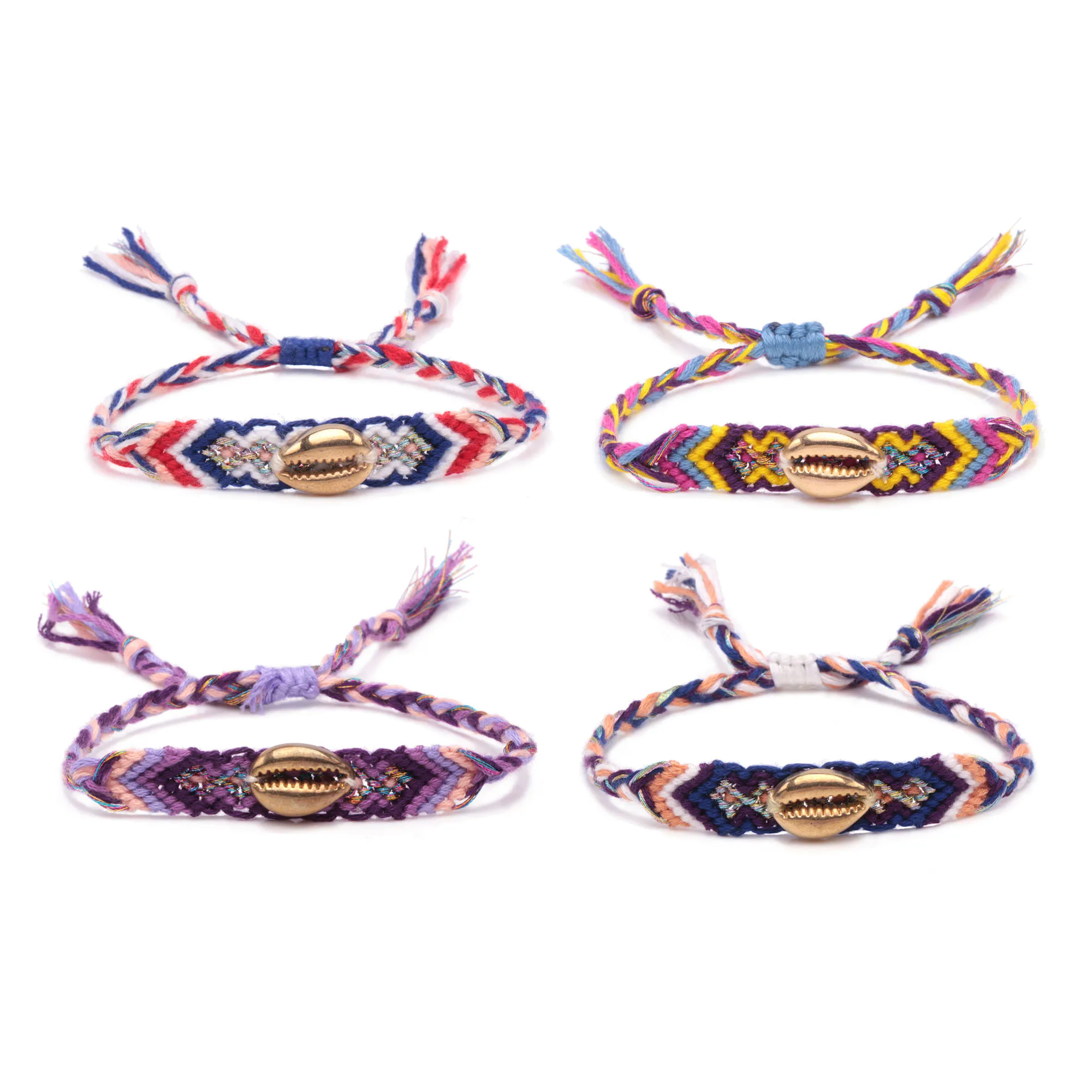 Женский и мужской короткий плетеный браслет в стиле бохо разноцветный мягкий