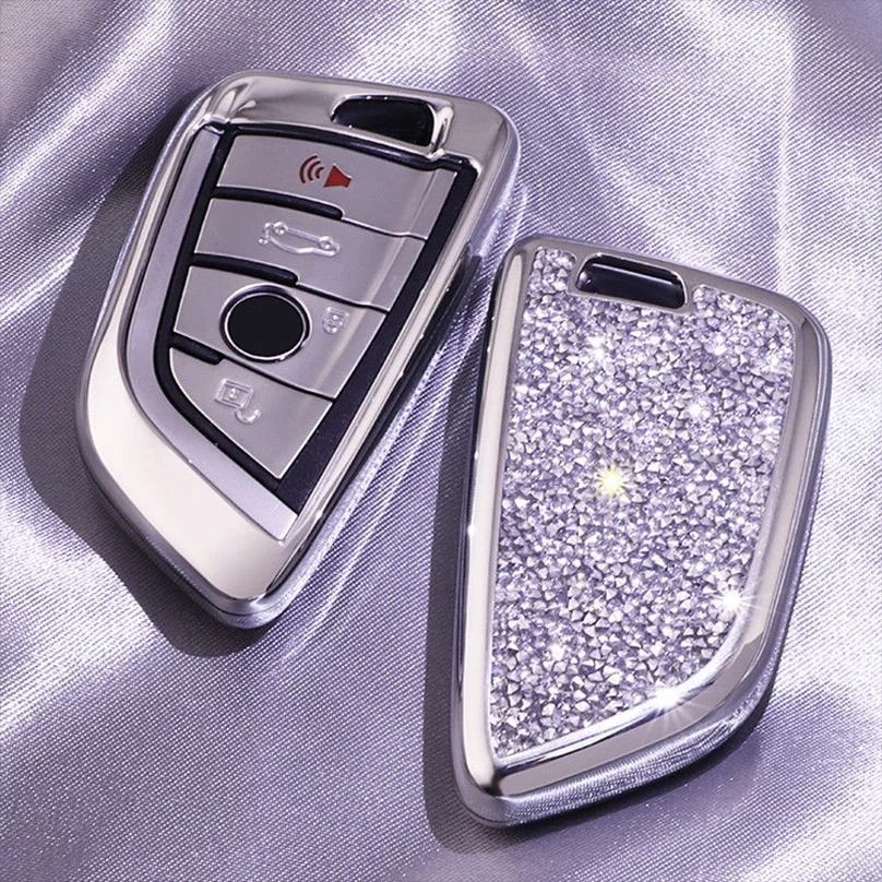1Pcs Bling Diamond Car Remote Key Chain Case Fob Shell Cover Holder For BMW X5 F15 X6 | Автомобили и мотоциклы