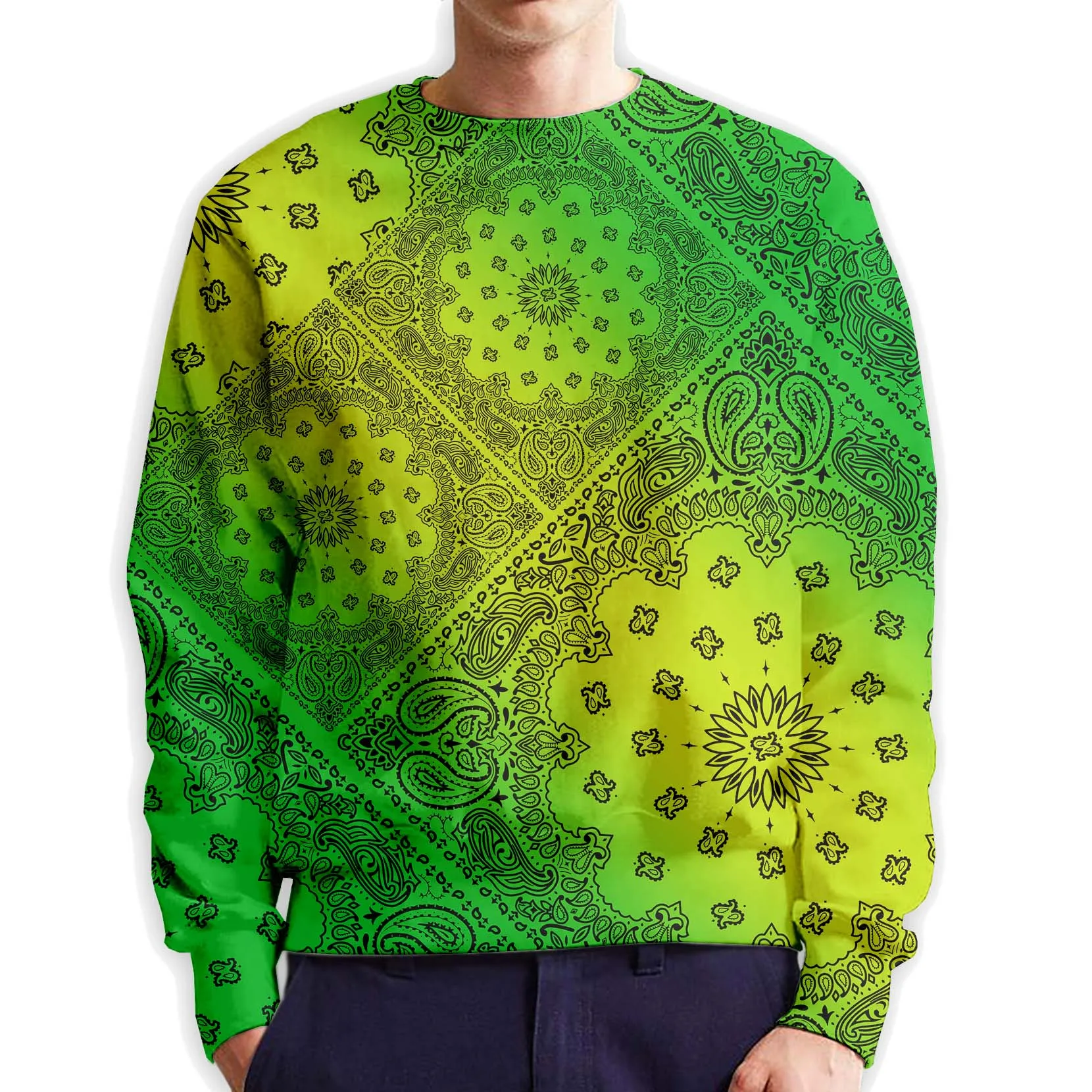 

Мужской свитшот в стиле Бандана с цветами кешью, мужские теплые пуловеры с круглым вырезом, вязаный топовый пуловер, спортивный костюм OEM на ...