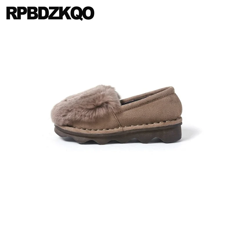

2021 Slip On Chinese Fur Suede Large Size Shallow Comfortable Designer Shoes China Casual Ladies Winter Flats Round Toe Women