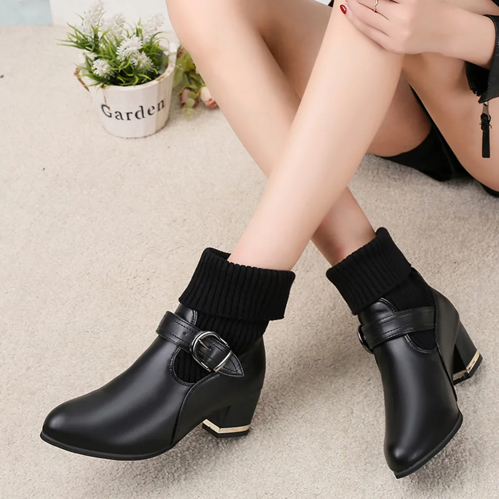 Женские модные повседневные теплые короткие ботильоны кожаная обувь на