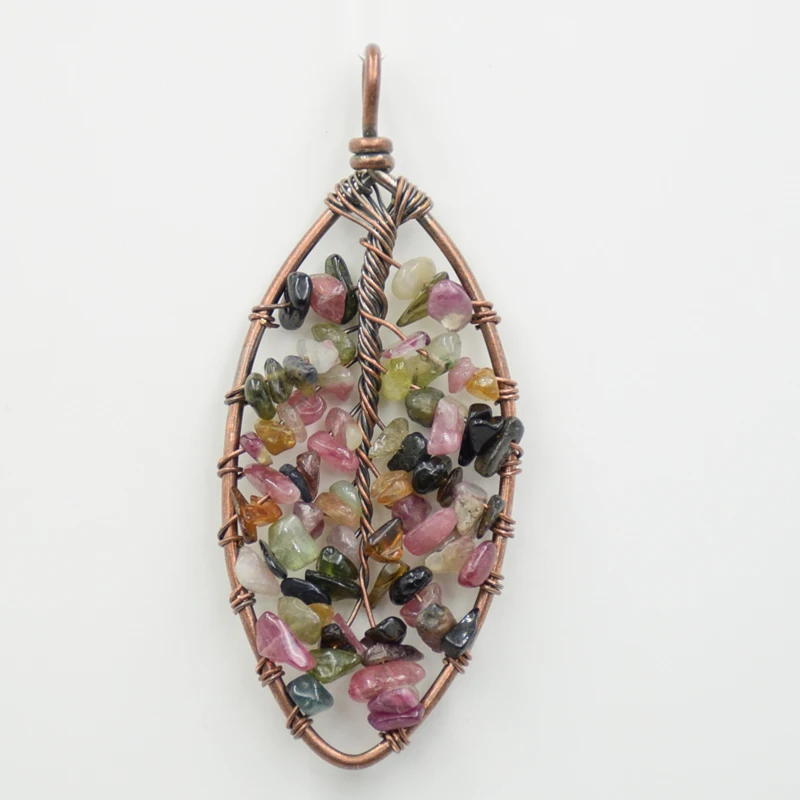 Античные медные 7 чакр подвески в форме листа Ретро ручной работы Проволочная