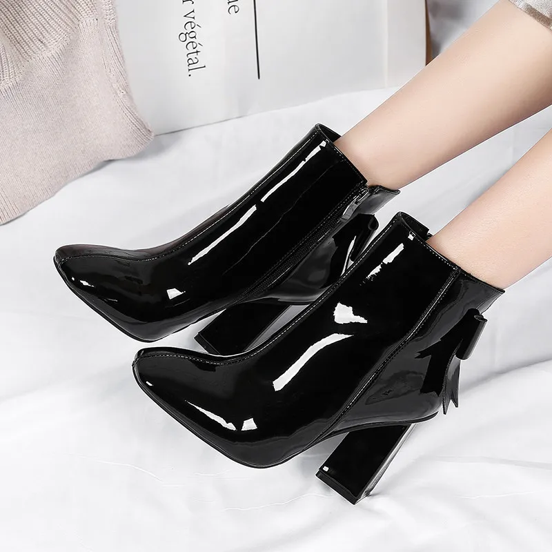 FEDONAS/модные элегантные ботинки Челси из лакированной коровьей кожи вечерние