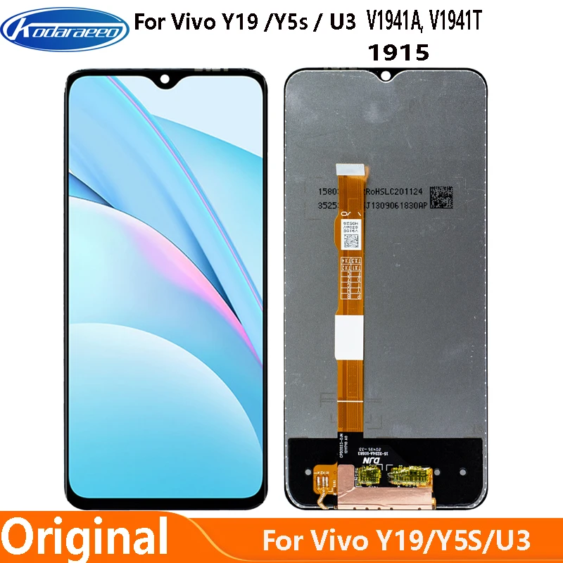 

Original Display For Vivo Y19 1915 Y5S 2019 LCD Display Touch Screen Digitizer With Frame Vivo U3 V1941A V1941T LCD Glass Screen