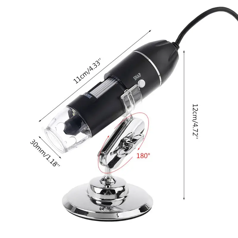 

3-in-1 Digital Microscope 1600X Portable 2Adapters Support OSX Windows PC Type-C Micro-USB Phone USB Magnifier with 8LED