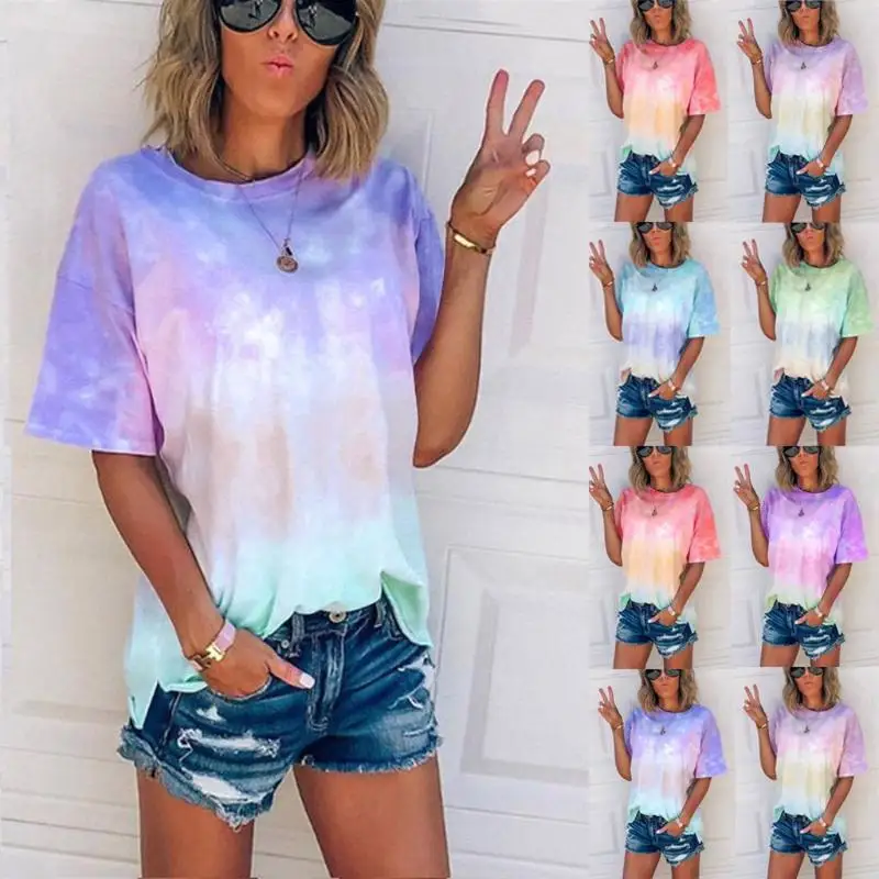 

Fashion Casual Women T-shirt Large Size Loose Summer Short Sleeve T Shirt Round Neck Ladies Tops Tee