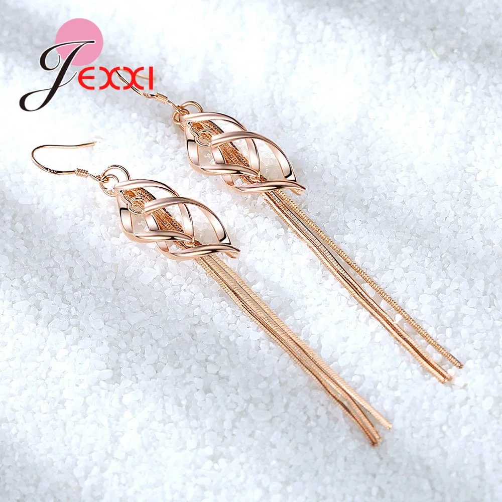 Stylish Trendy 925 Sterling Silver Long Charm Tassel Earrings for Ladies Summer Holiday Style Date Anniversary Accessories | Украшения и