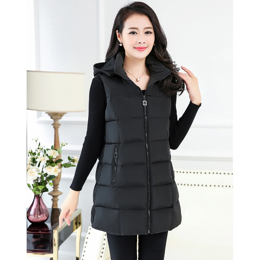 Осенне-зимний хлопковый жилет Женский Повседневный Женская длинная куртка-жилет