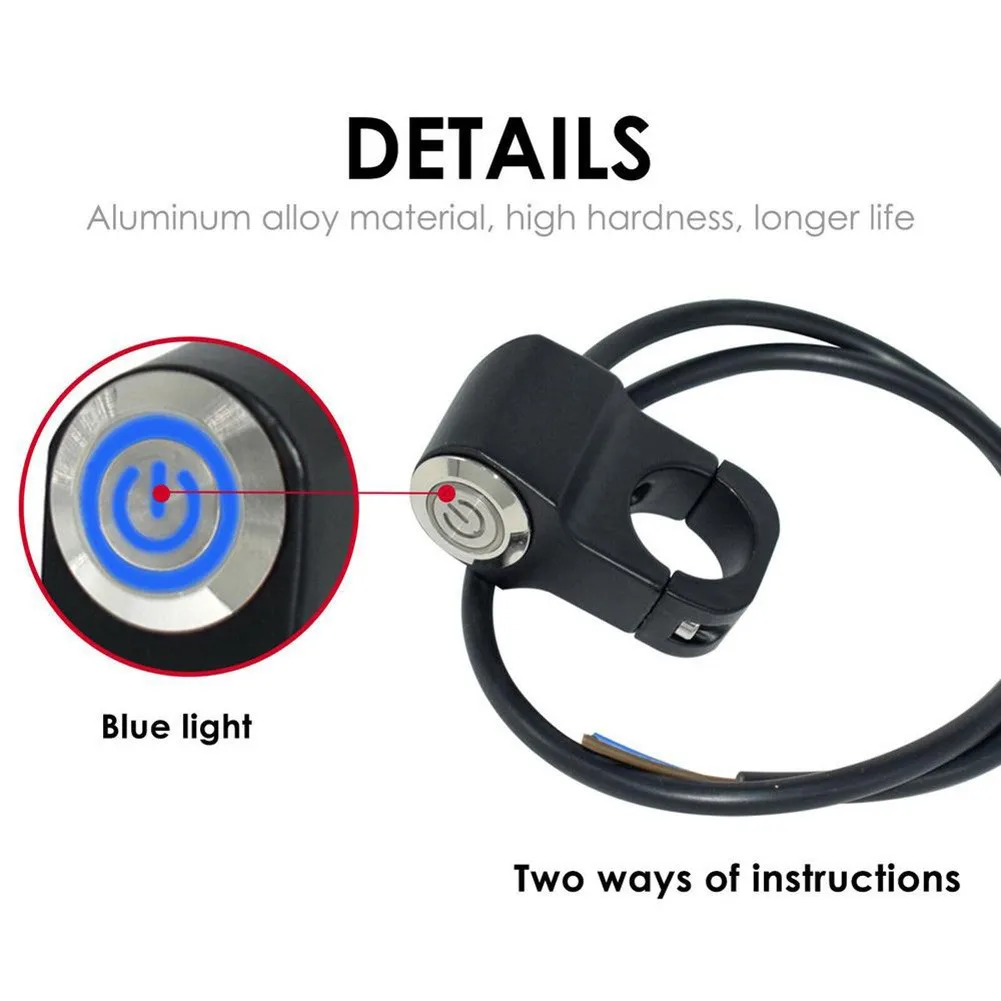 22mm Motorcycle Handlebar Switches On/off Metal Headlight Fog Light Switch With Blue Indicator Fit For Handlebars | Автомобили и
