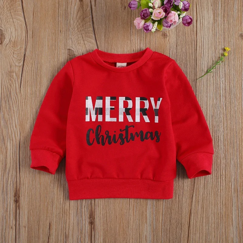Newborn Baby Kids Letter Print Sweatshirt Autumn Winter Baby Girl Long Sleeve Round Neck Pullover Sweatshirts Tops