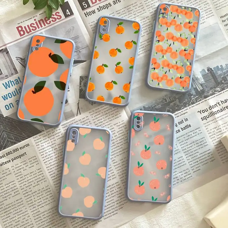 

Cute Peach Phone Case Matte Fundas Shell Cover For Iphone 6s 7 8 Plus Xr X Xs 11 12 13 Mini Pro Max